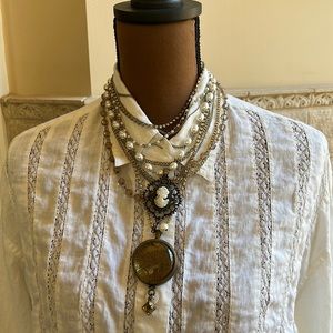 MJ Costume 11 Strand Cameo Necklace Statement
